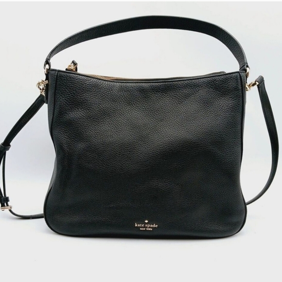 Kate Spade Black 100% Pebbled Leather Messenger 2 Way Shoulder Bag - Picture 2 of 16